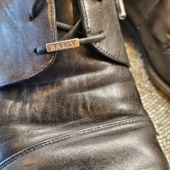 BALLY Black Leather Lace Ups - Size 10 - Picture 2 of 8